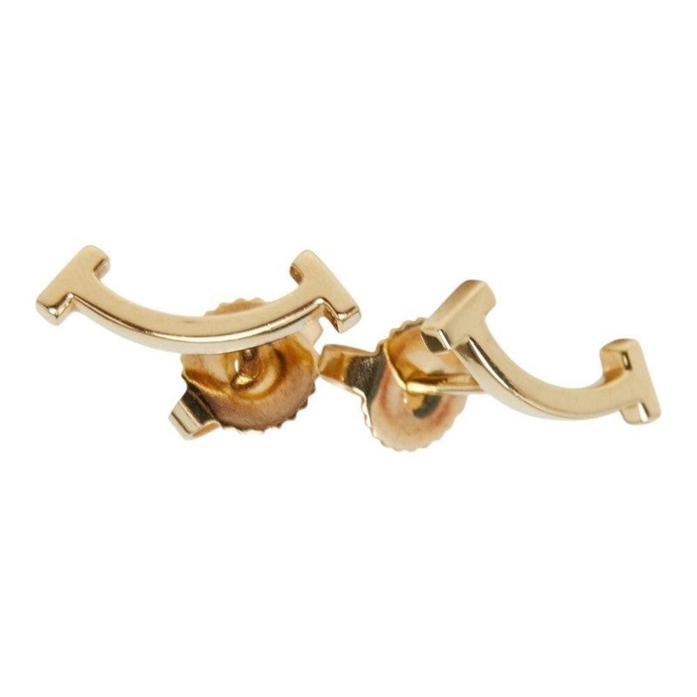 Tiffany & Co. T Smile Stud Earrings 750 18K Yellow Gold